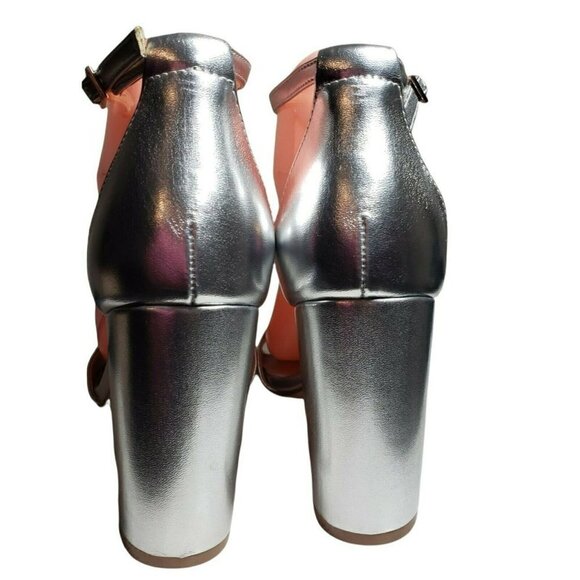 Jewel Badgley Mischka Silver Embellished T Strap Open Toe Evening Sandals Size 8 - Picture 7 of 12